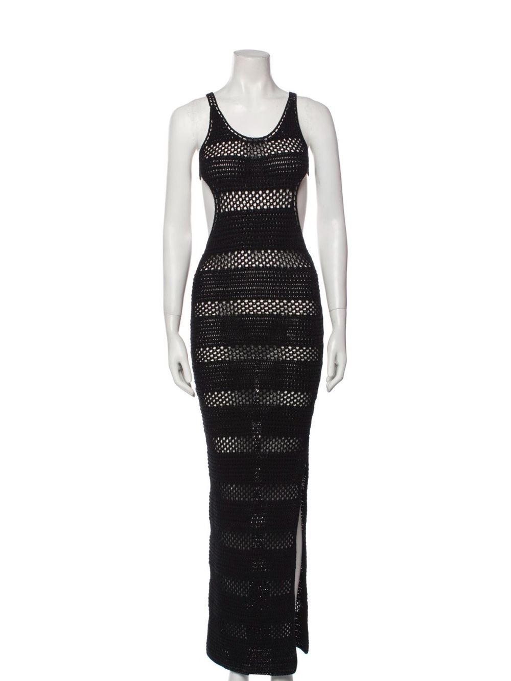 Saint Laurent Black Crochet Tank Maxi Dress